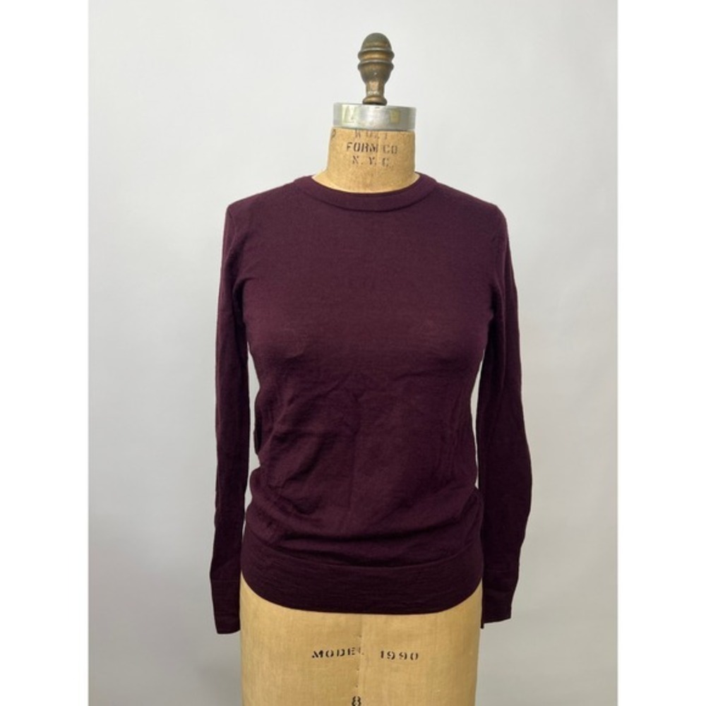 Club Monaco Womens Extra Fine Merino Wool Sweater Burgundy Plum Crew Neck Small